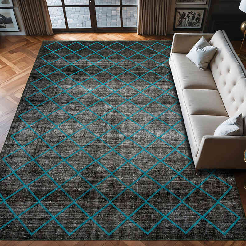 Black Embroidered Over-dyed Turkish Vintage Rug - 9' 9" x 13' 7" (117" x 163") - K0042769