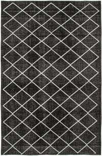 Siyah İşlemeli ve Boyalı El Dokuma Vintage Halı - 256 cm x 387 cm