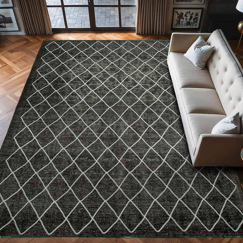 Embroidered Over-dyed Turkish Vintage Rug - 10' 2" x 13' 4" (122" x 160") - K0042772