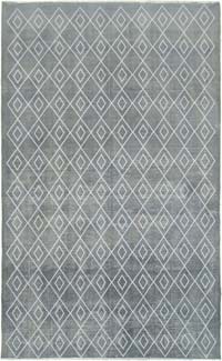 Gri İşlemeli ve Boyalı El Dokuma Vintage Halı - 302 cm x 484 cm