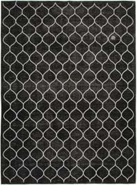Siyah İşlemeli ve Boyalı El Dokuma Vintage Halı - 293 cm x 387 cm