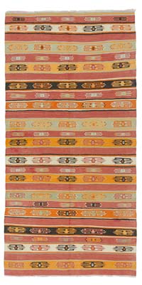Multicolor Alfombra Vintage Mut Kilim - 131 cm x 262 cm
