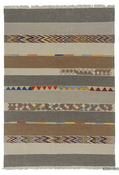 Kahverengi, Bej Yeni Kök Boya El Dokuma Kilim - 172 cm x 249 cm