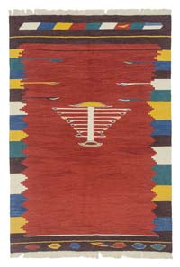 Kırmızı Yeni Kök Boya El Dokuma Kilim - 123 cm x 179 cm