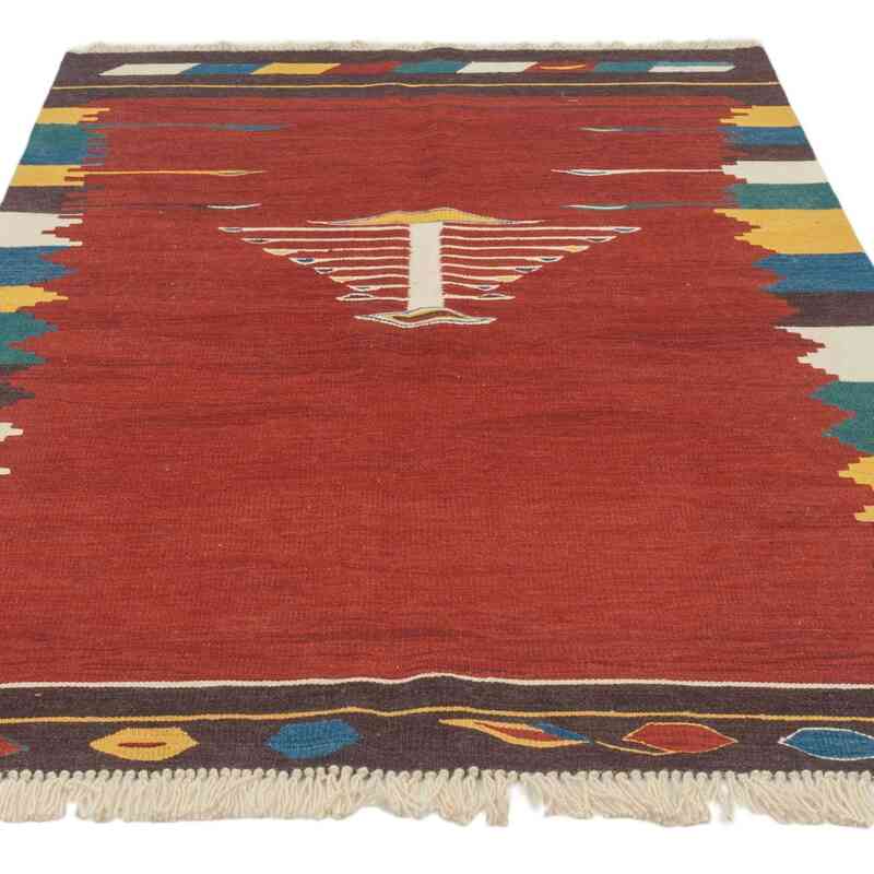 Kırmızı Yeni Kök Boya El Dokuma Kilim - 123 cm x 179 cm - K0043318