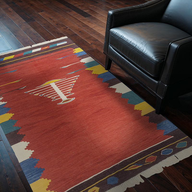 Kırmızı Yeni Kök Boya El Dokuma Kilim - 123 cm x 179 cm - K0043318