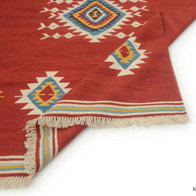 Rojo Nueva Alfombra Turca Kilim - 180 cm x 253 cm - K0043320