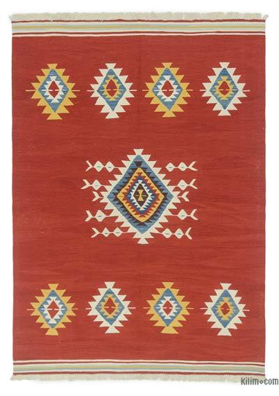Kırmızı Yeni Kök Boya El Dokuma Kilim - 180 cm x 253 cm