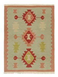 Green New Handwoven Turkish Kilim Rug - 3' 1" x 4'  (37" x 48")