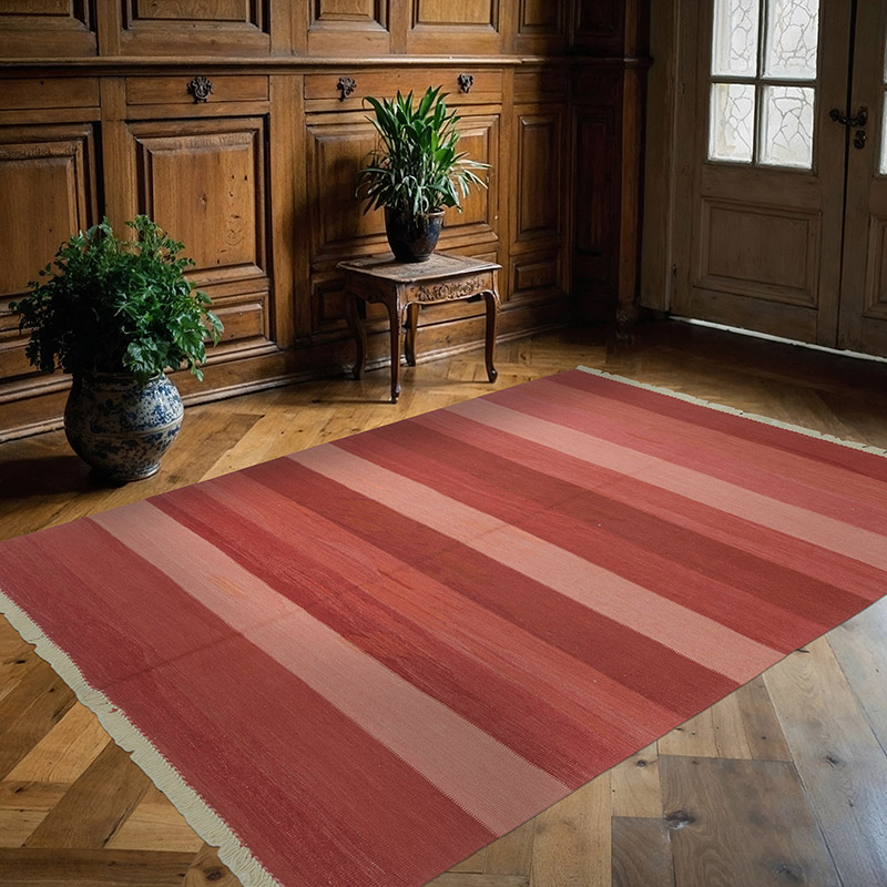 Red New Handwoven Turkish Kilim Rug - 5' 5" x 7' 5" (65" x 89") - K0043326