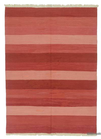 Red New Handwoven Turkish Kilim Rug - 5' 5" x 7' 5" (65 in. x 89 in.)