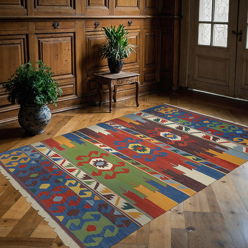 Çok Renkli Yeni El Dokuma Kilim - K0043333