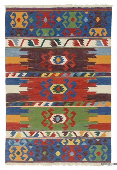Çok Renkli Yeni Kök Boya El Dokuma Kilim