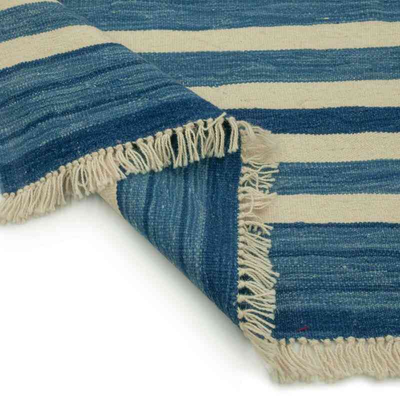 Lacivert, Bej Yeni Kök Boya El Dokuma Kilim - K0043334