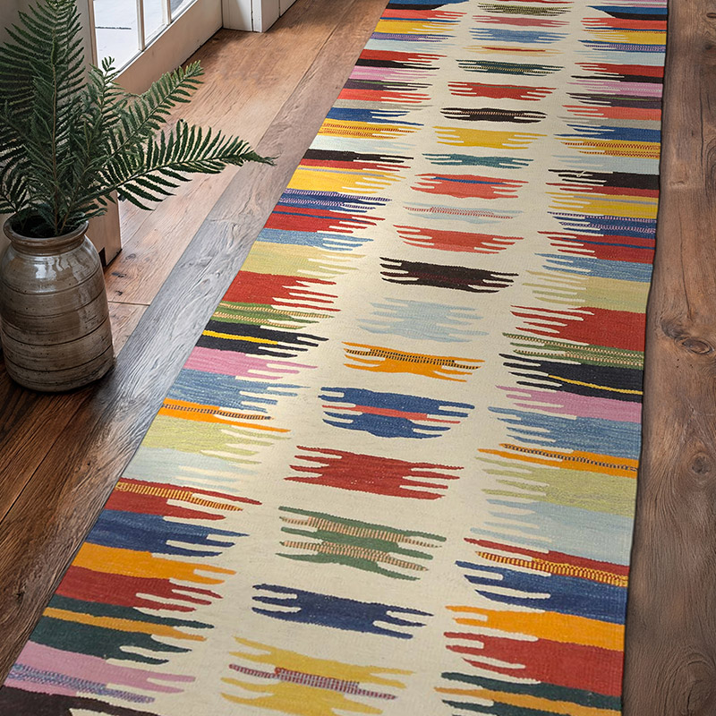 Multicolor New Turkish Kilim Runner - K0043335