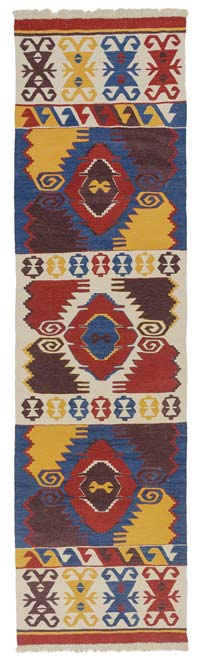 Multicolor Nueva Alfombra Turca Kilim - 85 cm x 311 cm