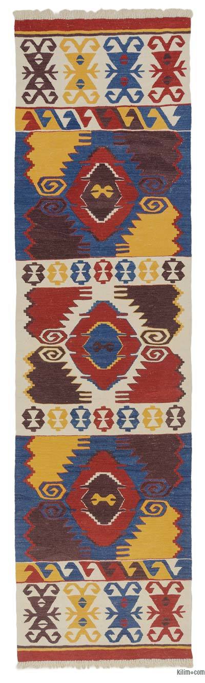 Çok Renkli Yeni Kök Boya El Dokuma Kilim - 85 cm x 311 cm