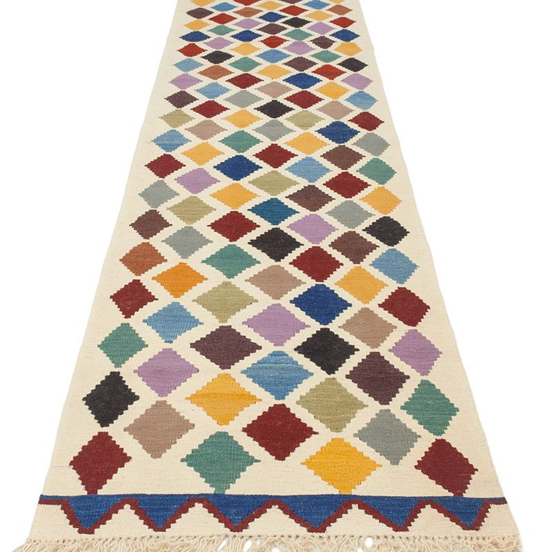 Multicolor New Turkish Kilim Runner - 2' 9" x 10' 1" (33" x 121") - K0043337