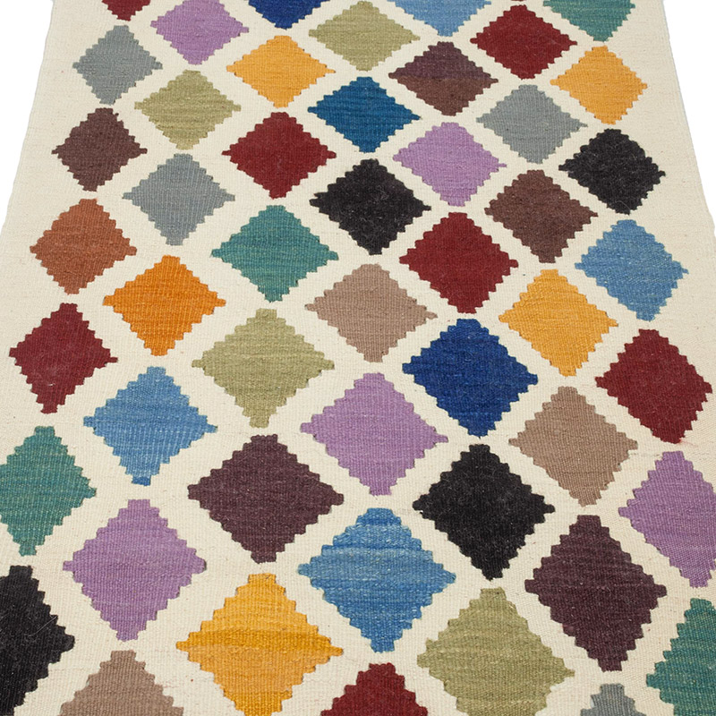 Multicolor New Turkish Kilim Runner - 2' 9" x 10' 1" (33" x 121") - K0043337