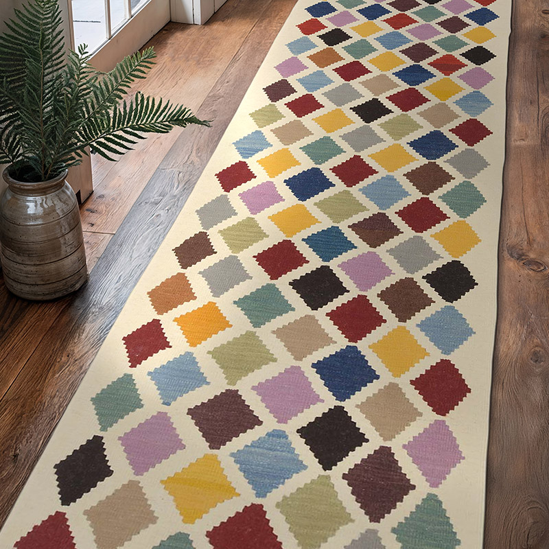 Multicolor New Turkish Kilim Runner - 2' 9" x 10' 1" (33" x 121") - K0043337