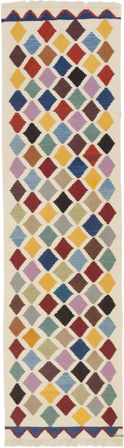 Çok Renkli Yeni Kök Boya El Dokuma Kilim - 85 cm x 307 cm