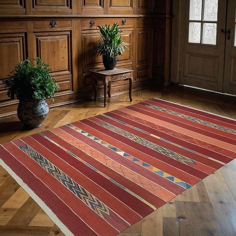 New Handwoven Turkish Kilim Rug - K0043340