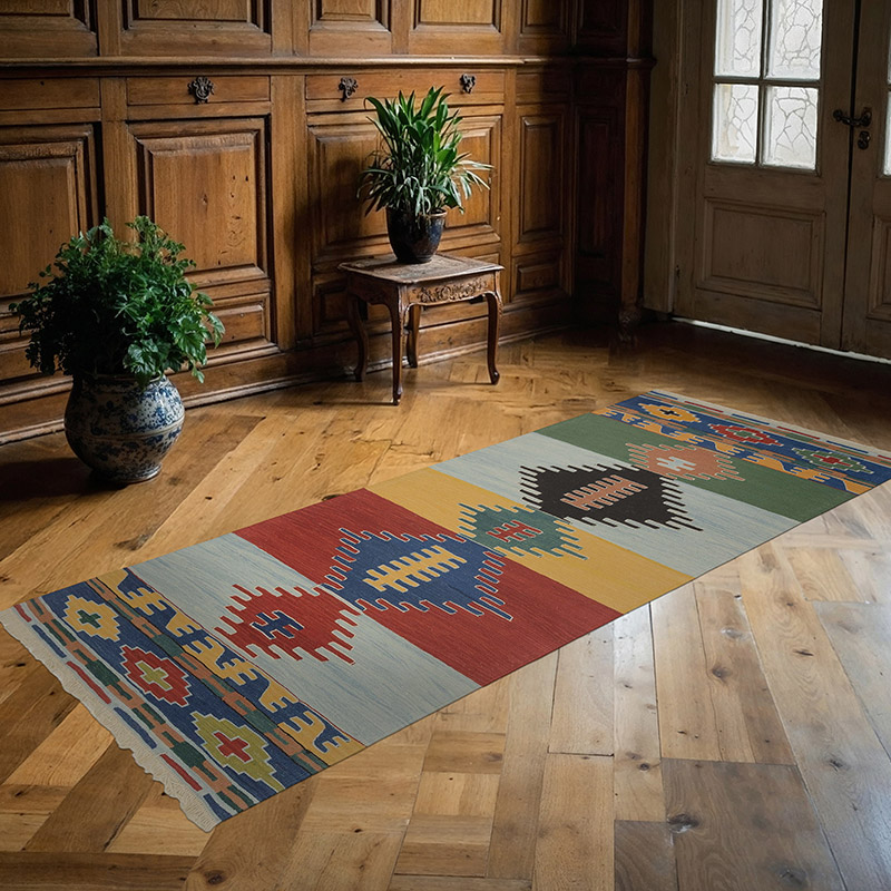 Multicolor New Turkish Kilim Runner - K0043354