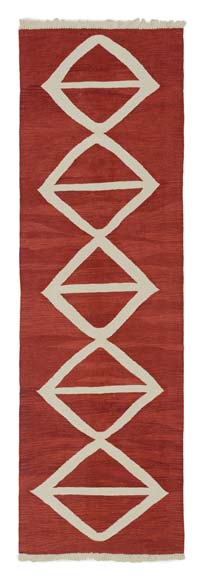 Red, Beige New Turkish Kilim Runner