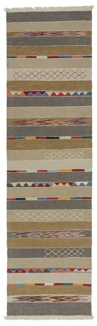 Marrón, Beige Nueva Alfombra Turca Kilim - 88 cm x 314 cm