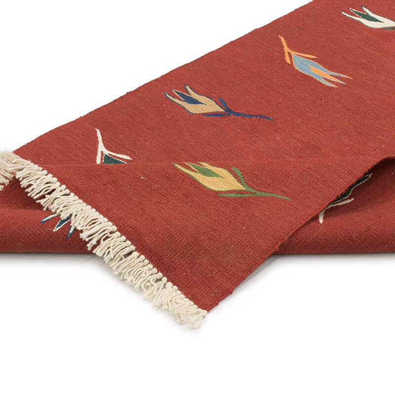Kırmızı Yeni Kök Boya El Dokuma Kilim - 87 cm x 297 cm - K0043360