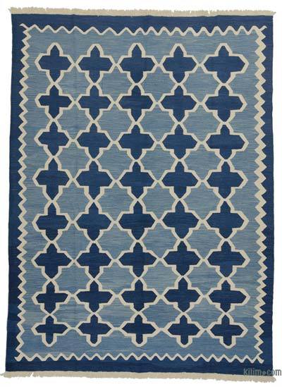 Lacivert, Açık Mavi Yeni Kök Boya El Dokuma Kilim