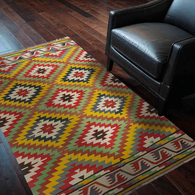 Multicolor Vintage Manastir Kilim Rug - 4'  x 6'  (48" x 72") - K0043625