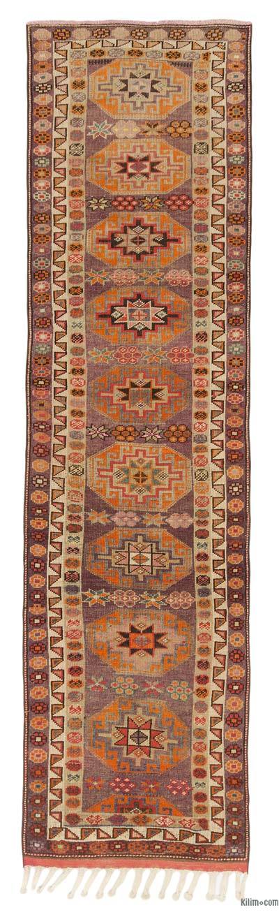 老式土耳其跑步者地毯-3'3“ x 11'9”（39英寸x 141英寸）