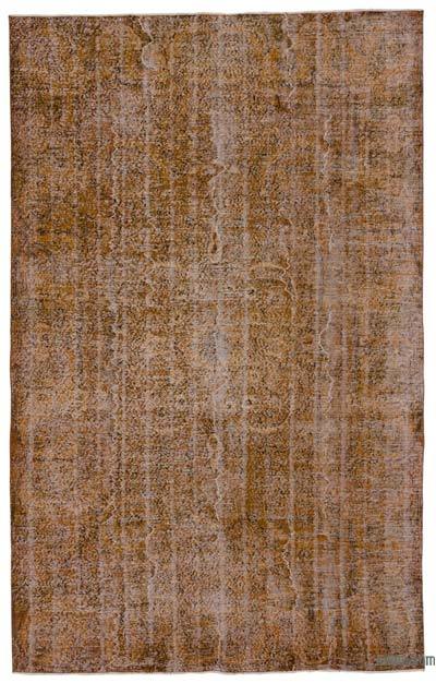 Brown Over-dyed Turkish Vintage Rug - 6' 3" x 9' 10" (75 in. x 118 in.)