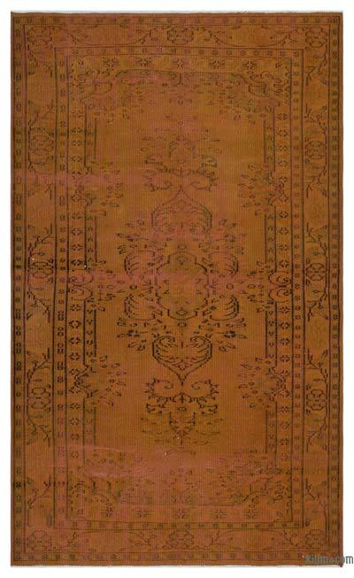 Kahverengi Boyalı El Dokuma Vintage Halı - 148 cm x 245 cm