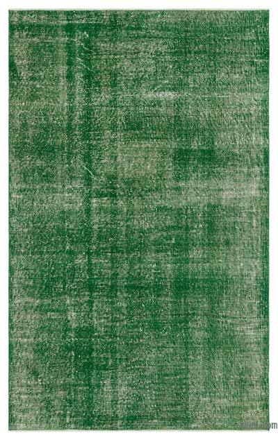 Yeşil Boyalı El Dokuma Vintage Halı - 143 cm x 231 cm