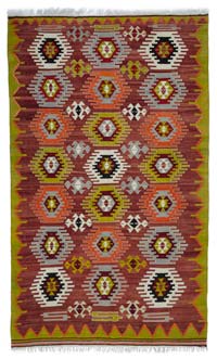 Multicolor Vintage Afyon Kilim Rug - 6' 11" x 11' 6" (83" x 138")