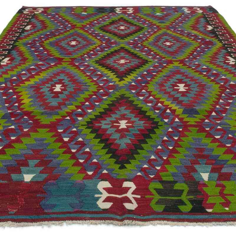 Multicolor Vintage Denizli Kilim Rug - 6' 6" x 9' 11" (78" x 119") - K0044486