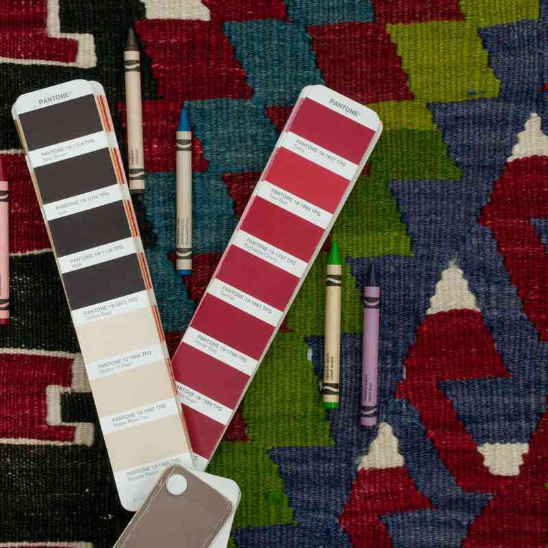 Multicolor Vintage Denizli Kilim Rug - 6' 6" x 9' 11" (78" x 119") - K0044486