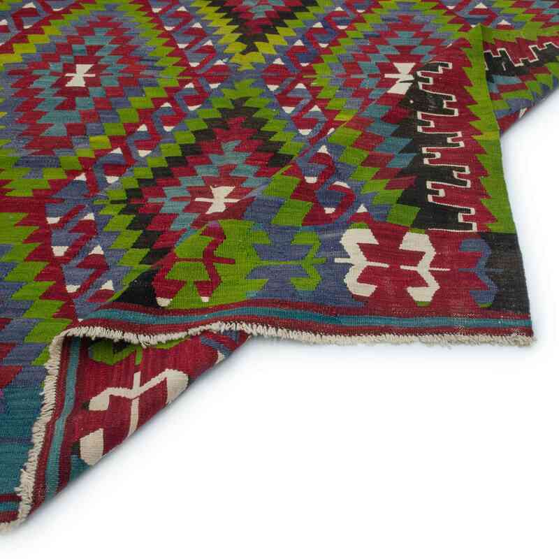 Multicolor Vintage Denizli Kilim Rug - 6' 6" x 9' 11" (78" x 119") - K0044486