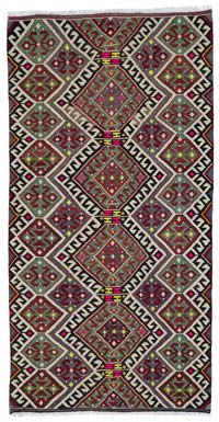 Multicolor Vintage 'Karakecili' Kilim Rug - 5' 10" x 11' 6" (70" x 138")