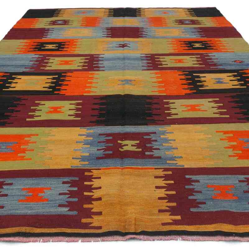 Multicolor Vintage Afyon Kilim Rug - 6' 8" x 11' 2" (80" x 134") - K0044500