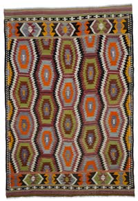 Multicolor Vintage Antalya Kilim Rug - 5' 7" x 8' 3" (67" x 99")