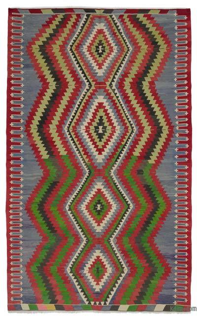 Multicolor Vintage Denizli Kilim Rug - 6' 6" x 10' 8" (78 in. x 128 in.)