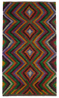 Multicolor Vintage Denizli Kilim Rug - 6'  x 10' 2" (72" x 122")