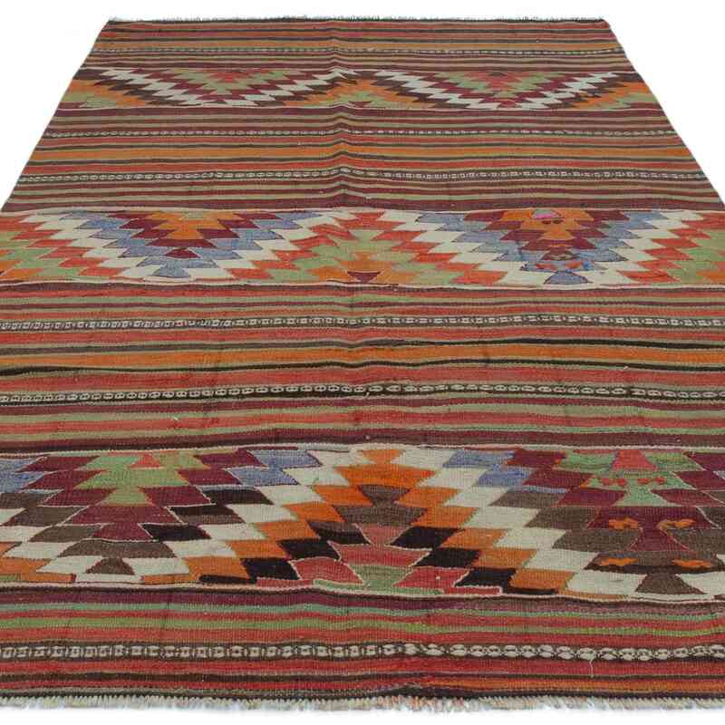 Multicolor Vintage Manisa Kilim Rug - 4' 7" x 8' 3" (55" x 99") - K0044525