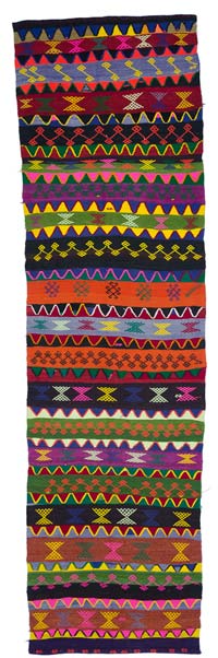 Multicolor Vintage Turkish Kilim Runner - 3' 1" x 10' 11" (37" x 131")