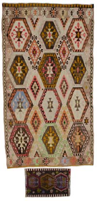 Vintage Sivas Kilim Rug - 6' 1" x 11' 1" (73" x 133")