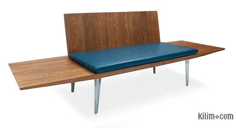 Solid Chestnut Wood Sofa with Sand Cast Aluminium Legs - K0047136
