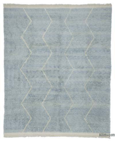 Açık Mavi Fas Stili El Dokuma Tülü - 286 cm x 350 cm